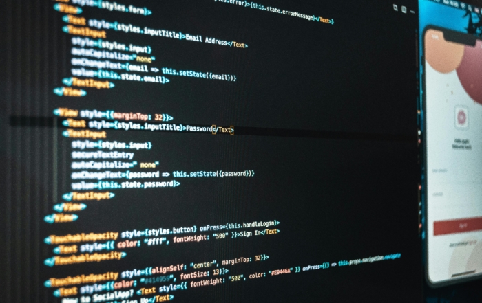 a screen showing lines of code that represent custom software development