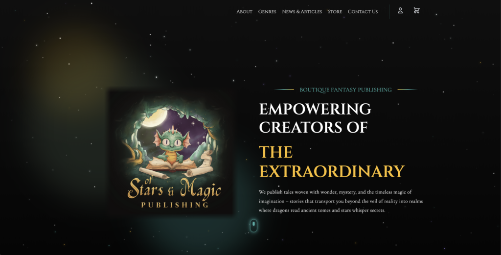 An image showing the banner on the home page of the ofstarsandmagic.com website